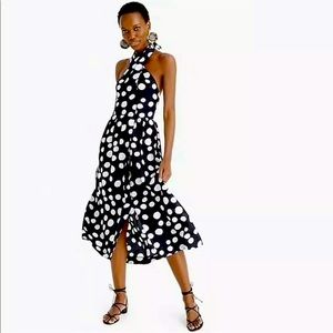 NWT J.CREW Silk Maxi Sarong Dress in Polka Dot